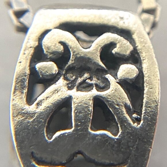 Sterling Silver 925 Oval Blue Chalcedony Quartz Scrollwork Pendant Necklace 20" - Picture 11 of 16